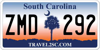 SC license plate ZMD292
