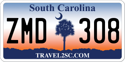 SC license plate ZMD308