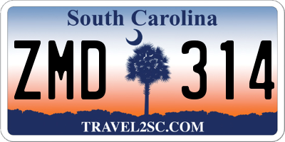 SC license plate ZMD314
