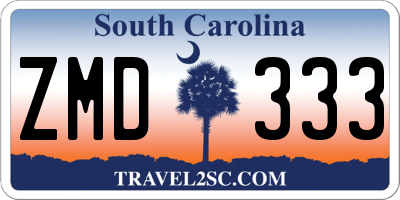 SC license plate ZMD333