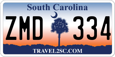 SC license plate ZMD334