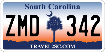 SC license plate ZMD342