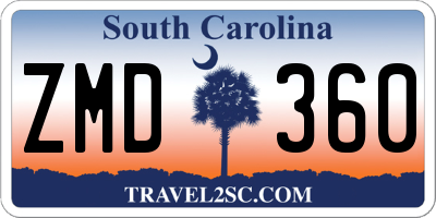 SC license plate ZMD360