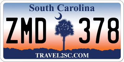 SC license plate ZMD378