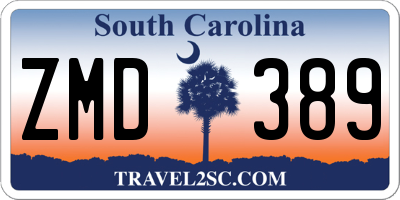 SC license plate ZMD389