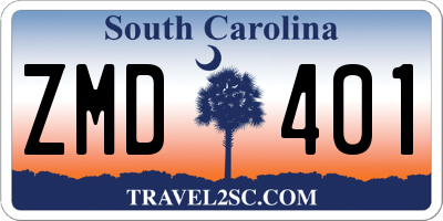 SC license plate ZMD401
