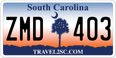 SC license plate ZMD403