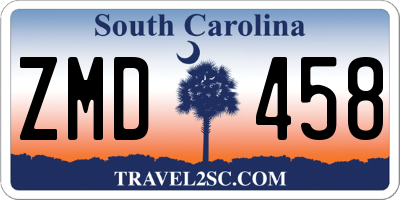 SC license plate ZMD458