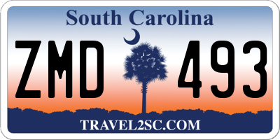SC license plate ZMD493