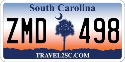 SC license plate ZMD498