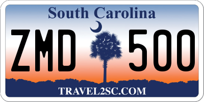 SC license plate ZMD500