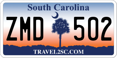 SC license plate ZMD502