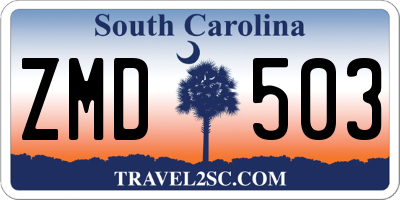 SC license plate ZMD503