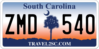 SC license plate ZMD540