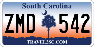 SC license plate ZMD542