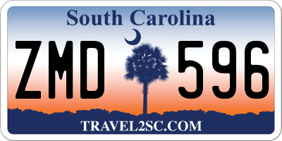 SC license plate ZMD596