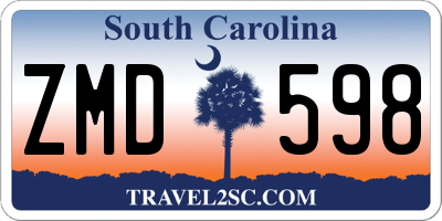 SC license plate ZMD598