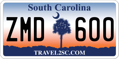 SC license plate ZMD600