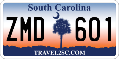 SC license plate ZMD601