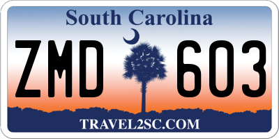 SC license plate ZMD603