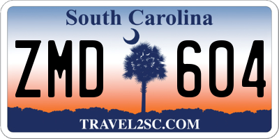 SC license plate ZMD604
