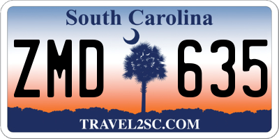 SC license plate ZMD635