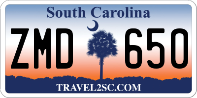 SC license plate ZMD650