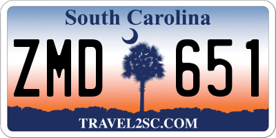 SC license plate ZMD651