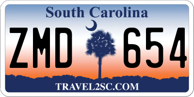 SC license plate ZMD654