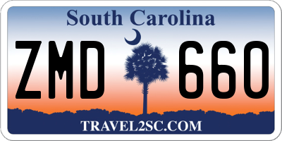 SC license plate ZMD660