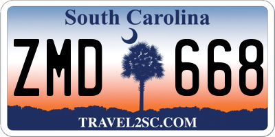 SC license plate ZMD668