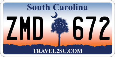 SC license plate ZMD672
