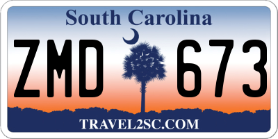 SC license plate ZMD673