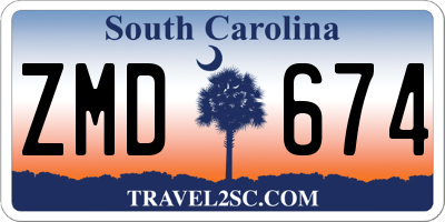 SC license plate ZMD674
