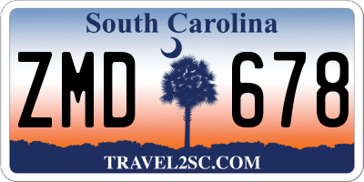 SC license plate ZMD678