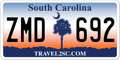 SC license plate ZMD692