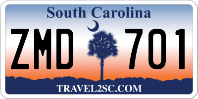 SC license plate ZMD701