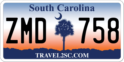 SC license plate ZMD758