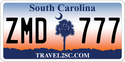 SC license plate ZMD777