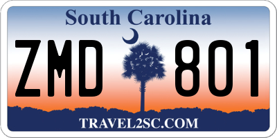 SC license plate ZMD801