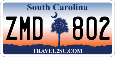 SC license plate ZMD802
