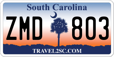 SC license plate ZMD803
