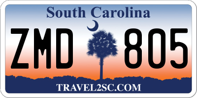 SC license plate ZMD805