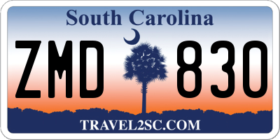 SC license plate ZMD830