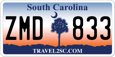 SC license plate ZMD833
