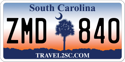 SC license plate ZMD840