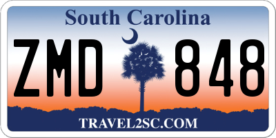 SC license plate ZMD848