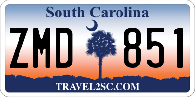 SC license plate ZMD851