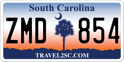 SC license plate ZMD854