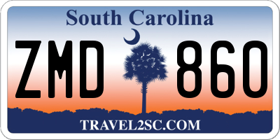 SC license plate ZMD860
